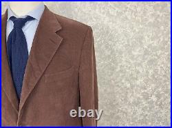 Canali Brown Velvet Cotton Old Money Style Italian Formal Suit 48, EU 58 W35 L31