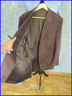 Canali Brown Velvet Cotton Old Money Style Italian Formal Suit 48, EU 58 W35 L31