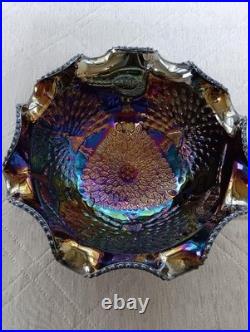 Carnival Glass Bowl, 60+ years old, Japanese-style pattern, unused, vintage