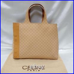 Celine Macadam Tote Handbag Vintage Old Style Brown Canvas /N23