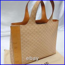 Celine Macadam Tote Handbag Vintage Old Style Brown Canvas /N23