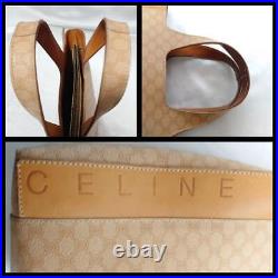 Celine Macadam Tote Handbag Vintage Old Style Brown Canvas /N23