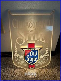 Chicagoland Vintage Heileman's Old Style Beer lighted Sign Man Cave 1982
