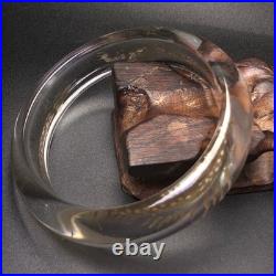 Chinese Style Vintage Old White Crystal Bracelet Inside Carving Chinese Loong