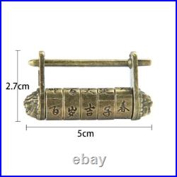 Chinese Vintage Antique Locks Old Style Password Lock Brass Carved Word Padlock