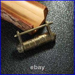 Chinese Vintage Antique Locks Old Style Password Lock Brass Carved Word Padlock