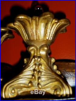 Christas Gift 2 Old Base Lamps Gilded Sun Flowers French Baroque Royal Style VTG