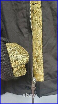 Classic DERBY JACKET vtg Style 300 Black w Gold Paisley Lining Old School Bomber