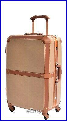 Classic Hard Shell Suitcase Vintage Style Retro Design Old Fashioned Trunk Bag