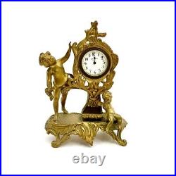 Clock Old Vintage Victorian Style Brass with Cherub Design Decor