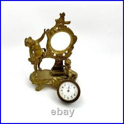 Clock Old Vintage Victorian Style Brass with Cherub Design Decor