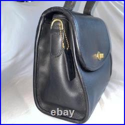 Coach Vintage Black Leather Handbag Rare Old Style Near Mint Condition