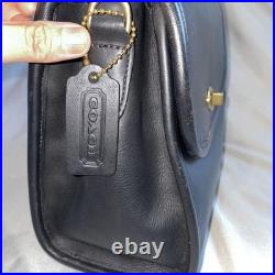 Coach Vintage Black Leather Handbag Rare Old Style Near Mint Condition