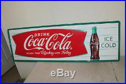 Coca Cola Fishtail Signs Vintage Style Embossed Large 54 x 18 Country Store