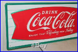 Coca Cola Fishtail Signs Vintage Style Embossed Large 54 x 18 Country Store