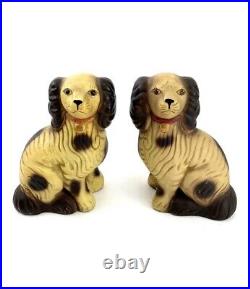 Dog Staffordahire Style Pair Old Vintage Unique Heavy Plaster Collectible Decor