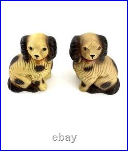 Dog Staffordahire Style Pair Old Vintage Unique Heavy Plaster Collectible Decor
