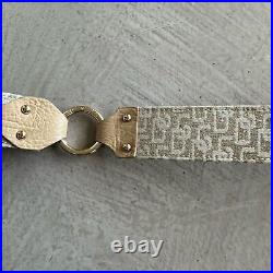 Dolce & Gabbana NWOT Y2K Tan Leather BLING BELT - Logo Gold Buckle Mobwife