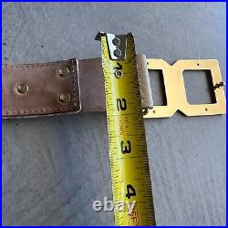 Dolce & Gabbana NWOT Y2K Tan Leather BLING BELT - Logo Gold Buckle Mobwife