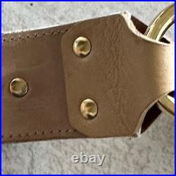 Dolce & Gabbana NWOT Y2K Tan Leather BLING BELT - Logo Gold Buckle Mobwife