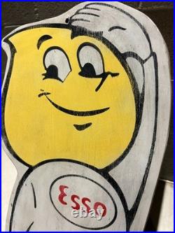 ESSO OIL SIGN GARAGE VINTAGE OLD STYLE WOOD ADVERTISING RUST REBEL ART 24x24