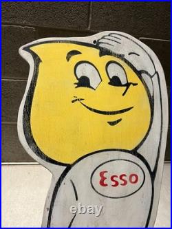 ESSO OIL SIGN GARAGE VINTAGE OLD STYLE WOOD ADVERTISING RUST REBEL ART 24x24