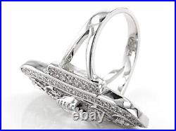 Edwardian Vintage Style Old European Cut Cubic Zirconia In 925 Silver Oval Ring