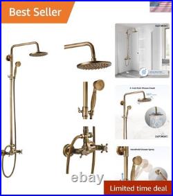 Elegant Antique Brass Shower Faucet Set with 8-Inch Rainfall & Handheld Spray