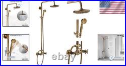 Elegant Antique Brass Shower Faucet Set with 8-Inch Rainfall & Handheld Spray