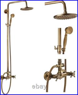 Elegant Antique Brass Shower Faucet Set with 8-Inch Rainfall & Handheld Spray