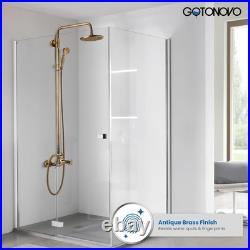 Elegant Antique Brass Shower Faucet Set with 8-Inch Rainfall & Handheld Spray