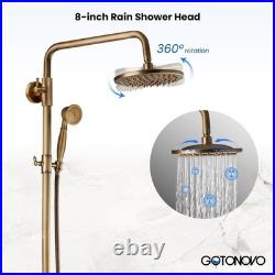 Elegant Antique Brass Shower Faucet Set with 8-Inch Rainfall & Handheld Spray
