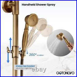 Elegant Antique Brass Shower Faucet Set with 8-Inch Rainfall & Handheld Spray