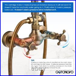 Elegant Antique Brass Shower Faucet Set with 8-Inch Rainfall & Handheld Spray
