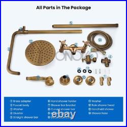 Elegant Antique Brass Shower Faucet Set with 8-Inch Rainfall & Handheld Spray