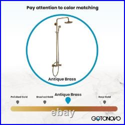 Elegant Antique Brass Shower Faucet Set with 8-Inch Rainfall & Handheld Spray