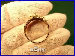 Excellent Old Vtg Mens 10k Yellow Gold Nugget Style Ring, Us Size 11.75 Bogo