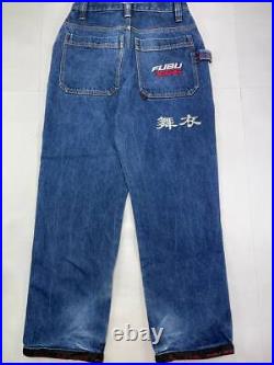 FUBU jeans, blue vintage baggy jeans, carpenter loose fit, 90s hip hop size W 28