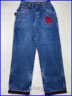 FUBU jeans, blue vintage baggy jeans, carpenter loose fit, 90s hip hop size W 28