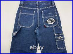 FUBU jeans, blue vintage baggy jeans, carpenter loose fit, 90s hip hop size W 28