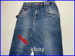 FUBU jeans, blue vintage baggy jeans, carpenter loose fit, 90s hip hop size W 30