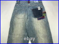 FUBU jeans, blue vintage baggy jeans, carpenter loose fit, 90s hip hop size W 34