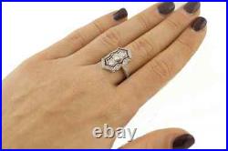 Fabulous Edwardian Vintage Style Pink Sapphire With Old Mine Cut CZ Wedding Ring