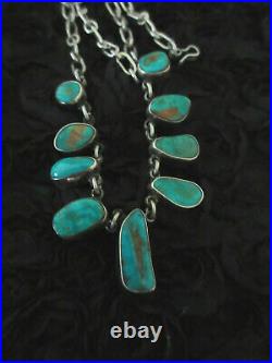 Federico Jimenez Timeless Old Style Vintage Mined Gem Quality Turquoise Necklace