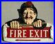 Fire-Exit-Sign-Old-Man-Fireman-w-Hat-Arrow-Vintage-Antique-Style-Store-Shop-Bar-01-cne