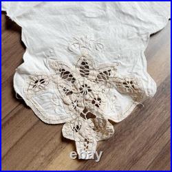 French Antique Lace Embroidery Fabric, 57cm Beige Vintage, Old Style French Antique Lace Embroidery Fabric, 57cm Beige Vintage, Old Style