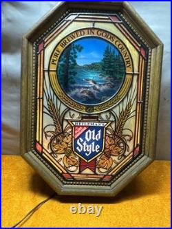 G. Vintage 1982 Old Style Beer Light Insert Heileman 23T x16W Plastic Bar Decor