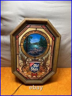 G. Vintage 1982 Old Style Beer Light Insert Heileman 23T x16W Plastic Bar Decor