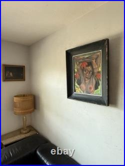 GAUGUIN STYLE ANTIQUE MODERN CUBISM ISLAND WOMAN OIL PAINTING OLD VINTAGE 1940s