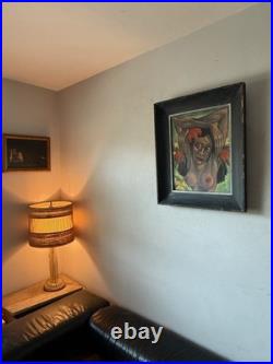 GAUGUIN STYLE ANTIQUE MODERN CUBISM ISLAND WOMAN OIL PAINTING OLD VINTAGE 1940s